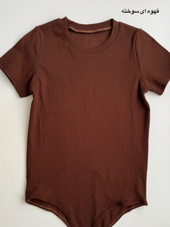 بادی نیم استین قواره دار قهوه ای