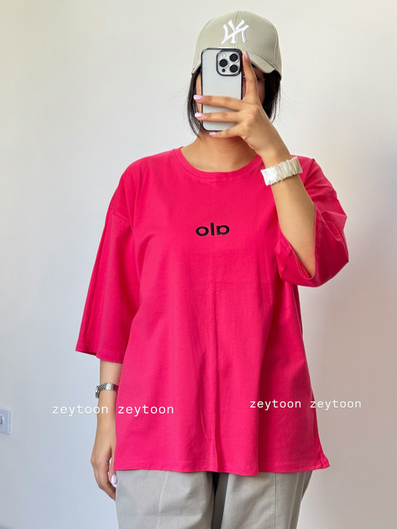 تیشرت لانگ سرخابی