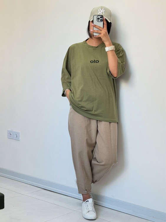 تیشرت الو لانگ زیتونی