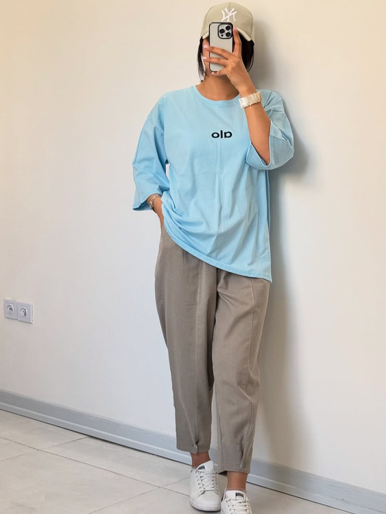 تیشرت لانگ ابی روشن