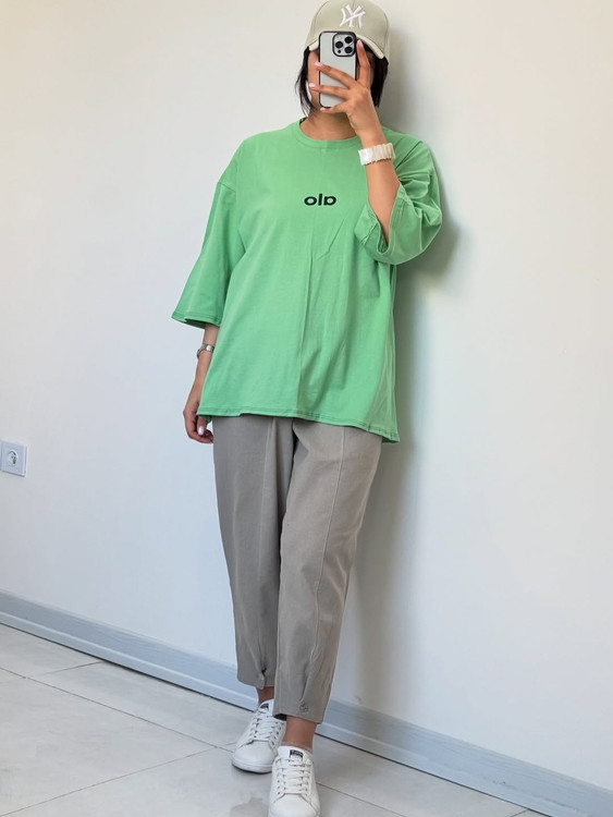 تیشرت الو لانگ سبز پاستیلی