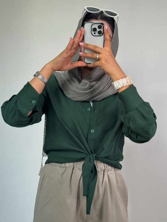 شومیز گره ای زمردی