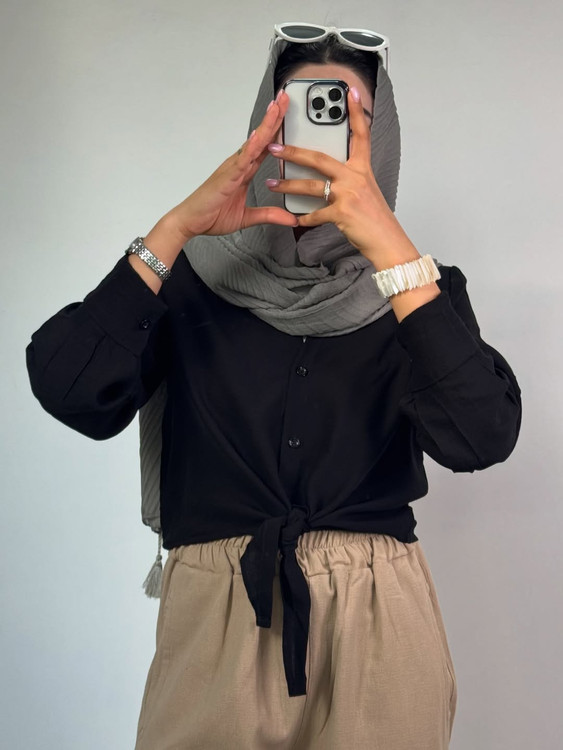 شومیز گره ای شومیز کراپی مشکی