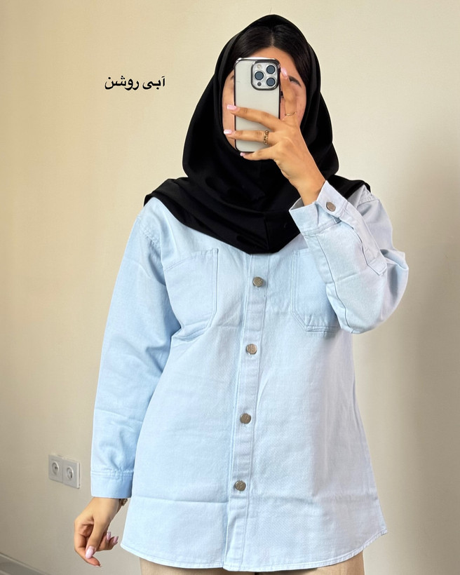 شومیز کتان ابی روشن