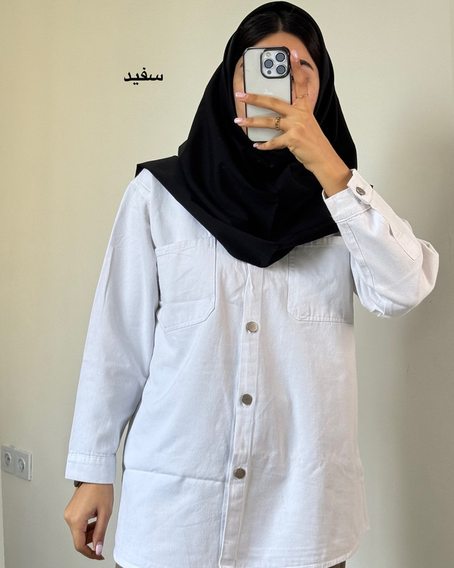 شومیز کتان کوتاه سفید