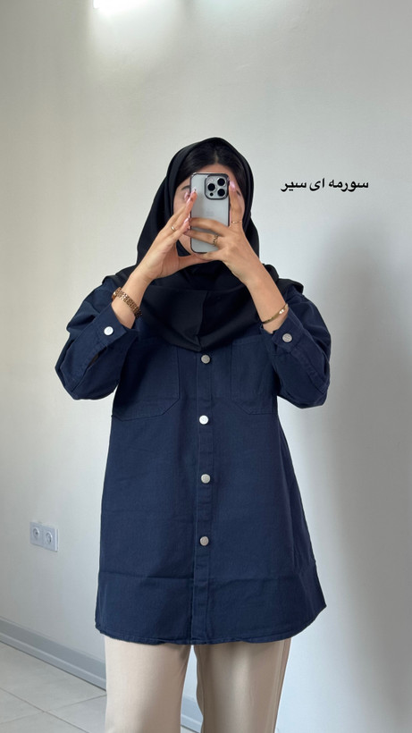 شومیز کتان سورمه ای
