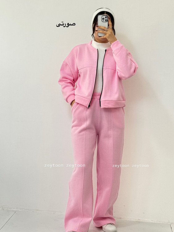 بامبر شلوار تو کرکی رنگ صورتی