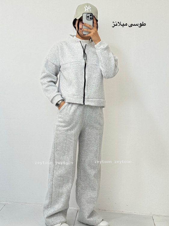 بامبر شلوار تو کرکی رنگ طوسی روشن