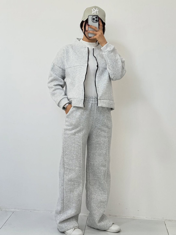 بامبر شلوار تو کرکی رنگ طوسی