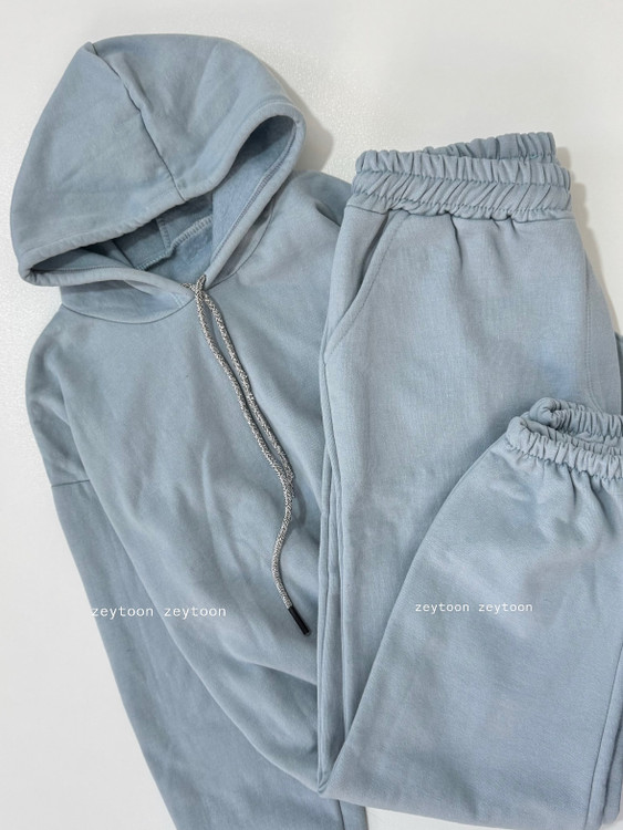 هودی شلوار تو کرکی طوسی