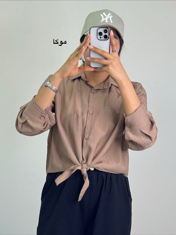 شومیز گره ای موکا