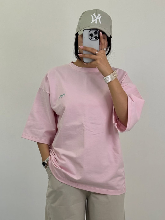 تیشرت باکسی صورتی پاستیلی