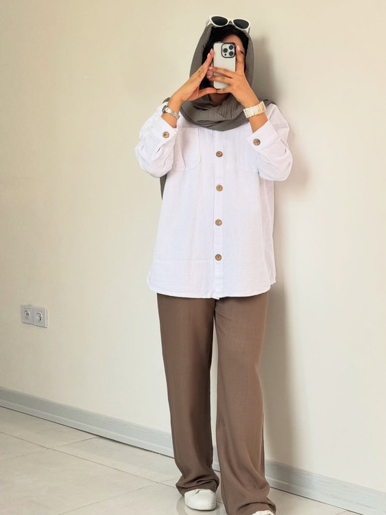 شومیز کنفی حصیری سفید