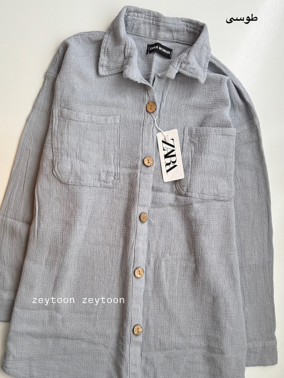 شومیز کنفی حصیری طوسی