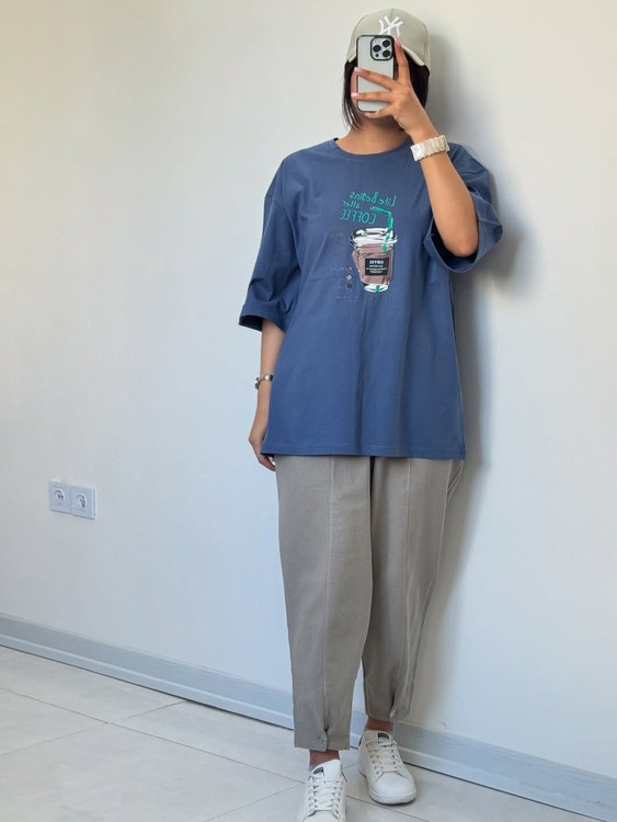 تیشرت لانگ ابی