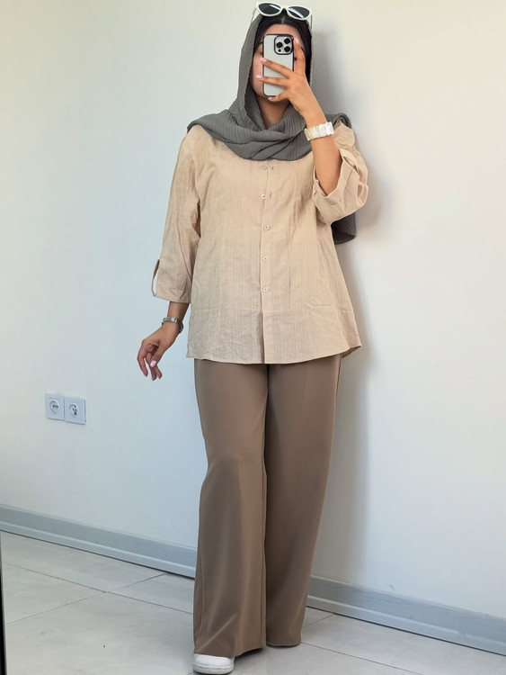 شومیز مانتویی لنین اسلپ