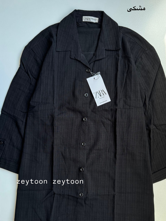 شومیز مانتویی لنین اسلپ مشکی