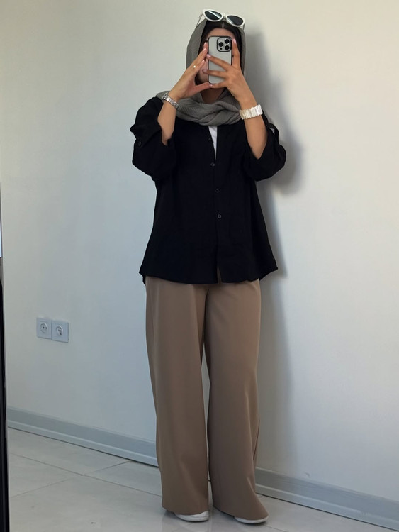 شومیز مانتویی لنین مشکی