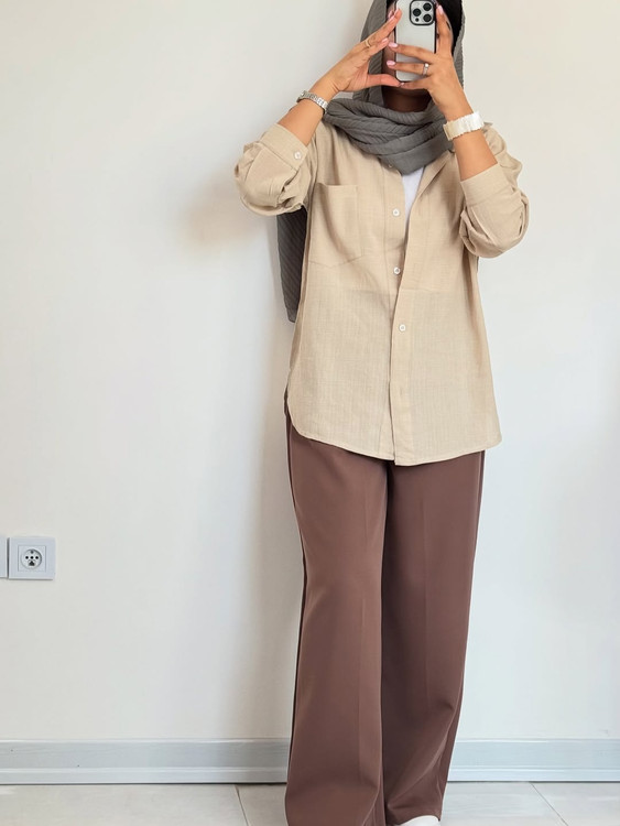 شومیز کوتاه لنین کرم