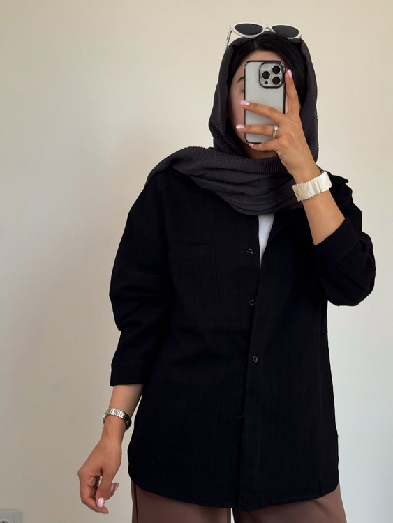 شومیز کوتاه لنین مشکی