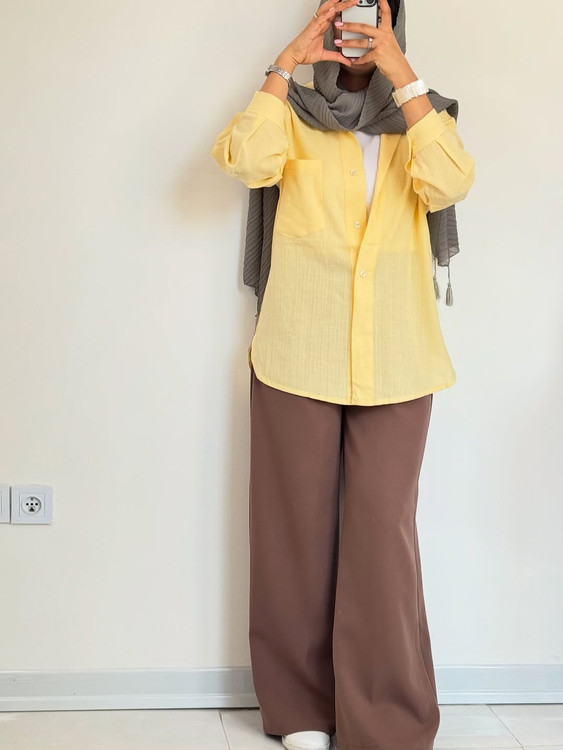 شومیز کوتاه لینن کره ای