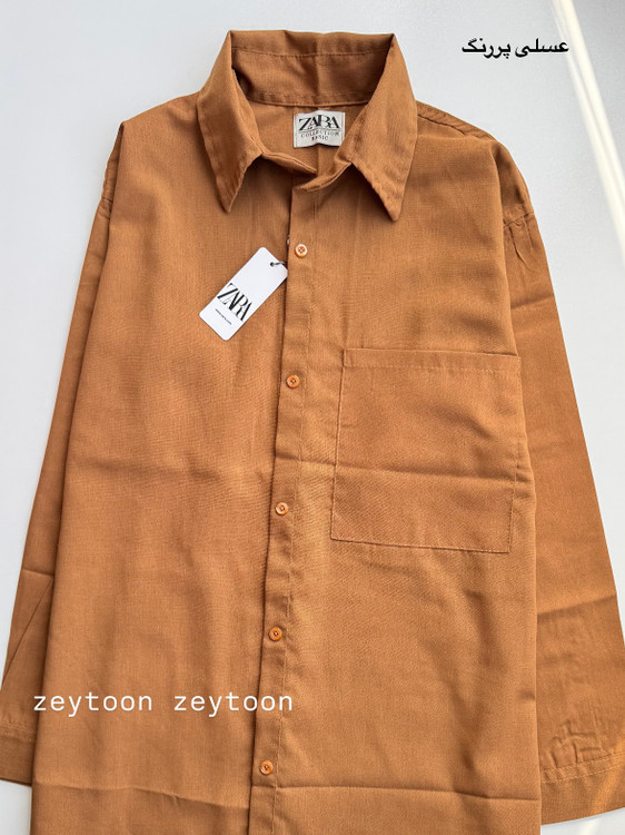 شومیز مانتویی رنگ عسلی