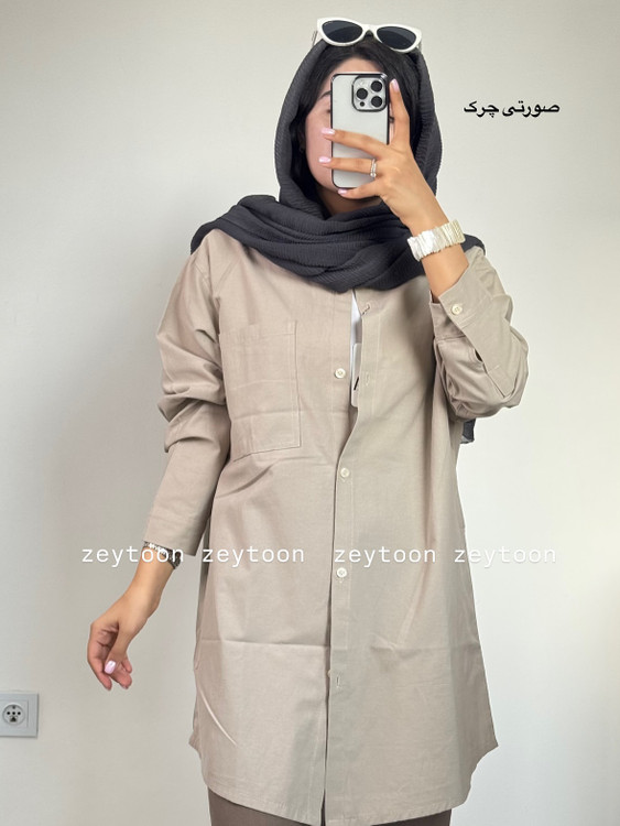 شومیز مانتویی لنین بلند صورتی چرک