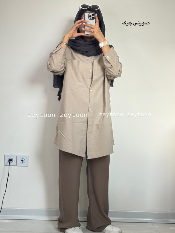 شومیز ماننتویی قد 85 رنگ صورتی چرک