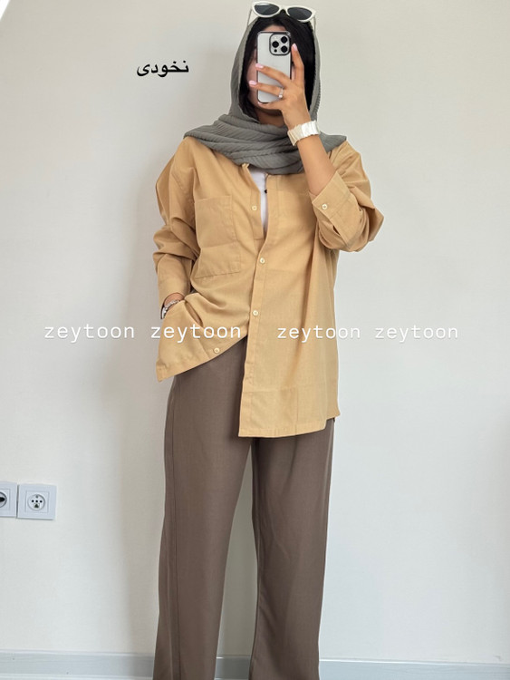 شومیز مانتویی بهاری نخودی