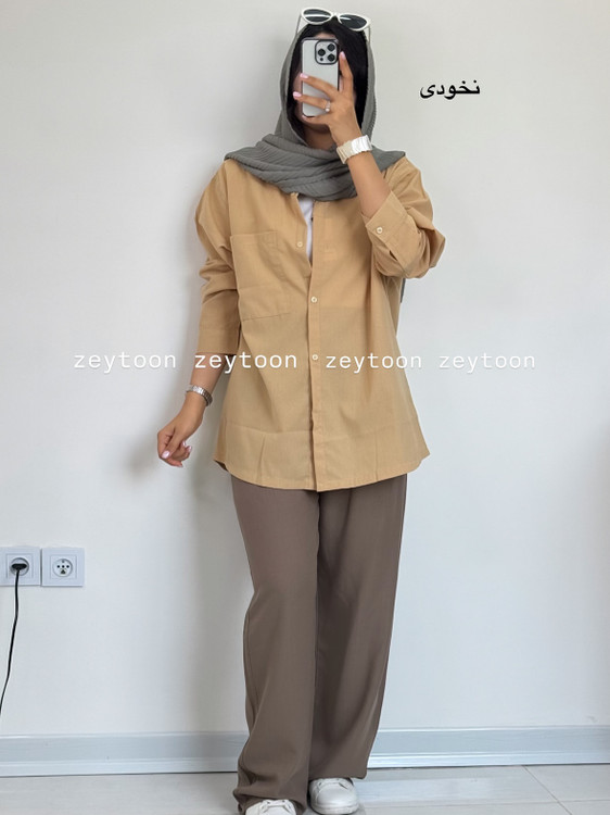 شومیز مانتویی تابستونی نخودی