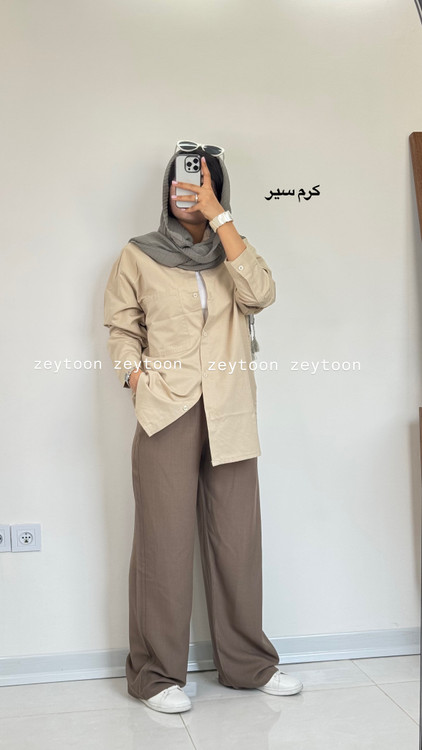 شومیز مانتویی کرم