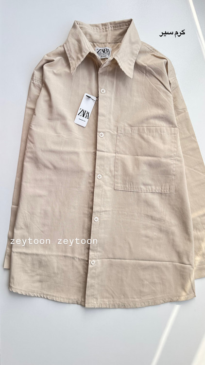 شومیز مانتویی کرم روشن