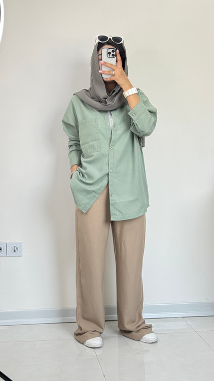 شومیز مانتویی کاهویی