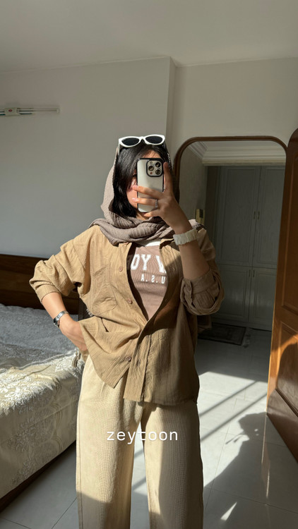 شومیز ریزشی خنک خاکی