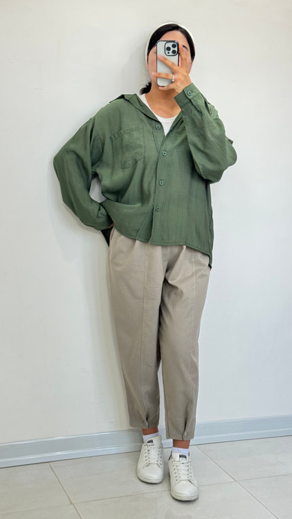 شومیز ریزشی سبز تیره