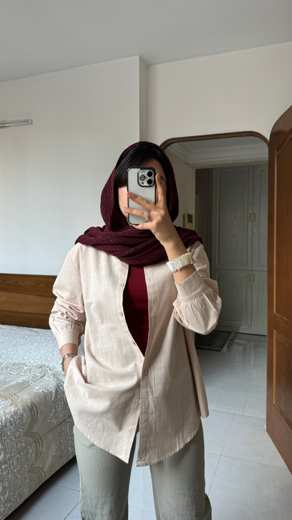 شومیز کوتاه لینن کرم