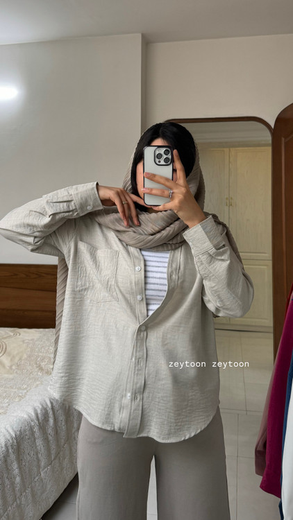 شومیز کوتاه طوسی