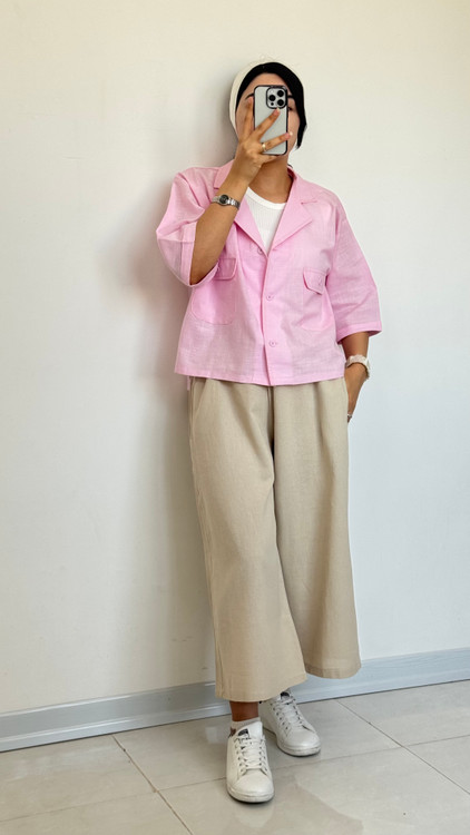 ترکیب کت کراپ و شلوار واید لگ