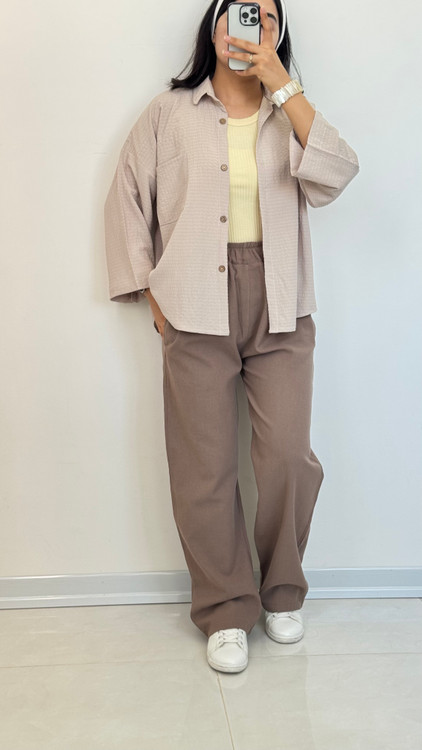 شومیز مانتویی کوتاه کرم