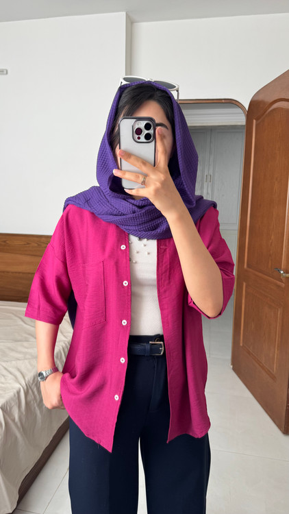 شومیز کوتاه سرخابی