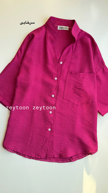 شومیز ساده کوتاه سرخابی