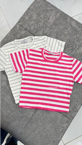 کراپ تیشرت راه راه برشکا