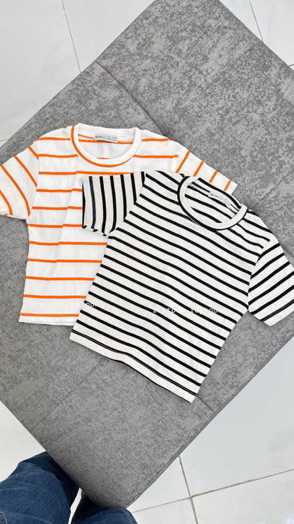 کراپ تیشرت راه راه وارداتی