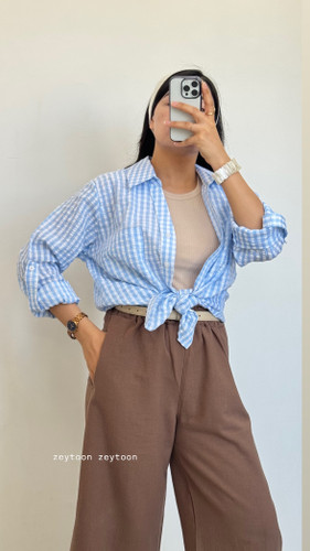 شومیز گره ای آبی