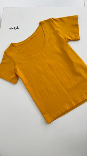 کراپ تیشرتی خردلی