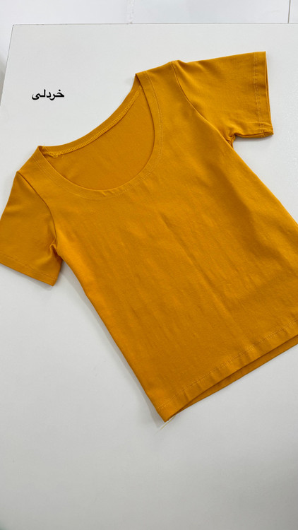 کراپ تیشرتی خردلی