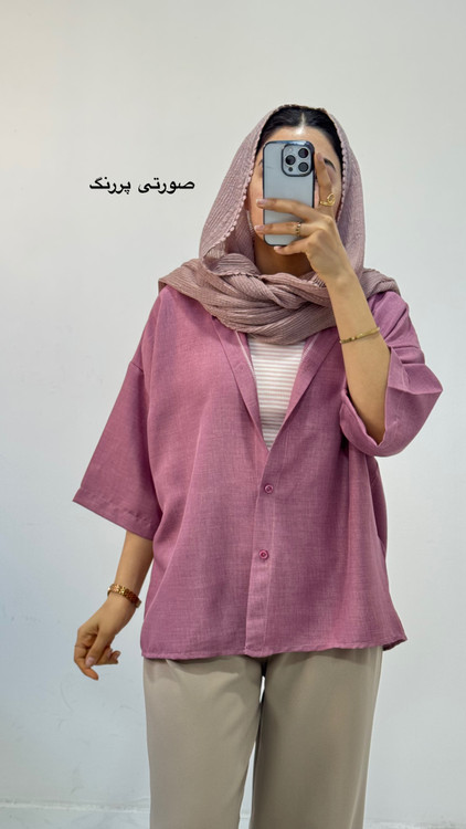 شومیز باکسی صورتی پررنگ