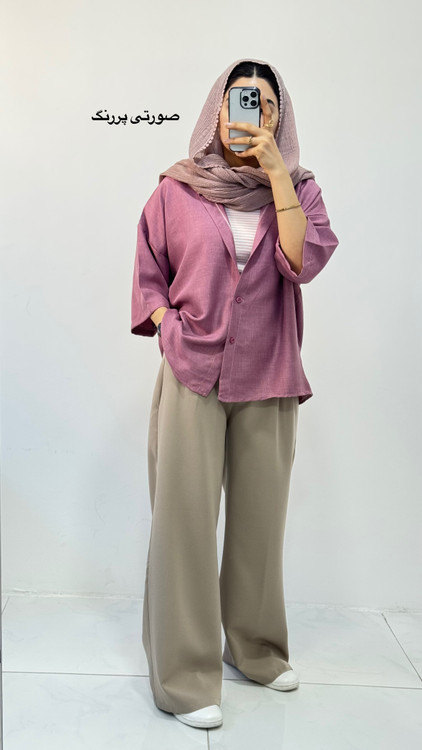 شومیز باکسی کوتاه صورتی پررنگ