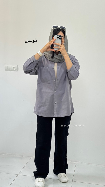 شومیز مانتویی طوسی