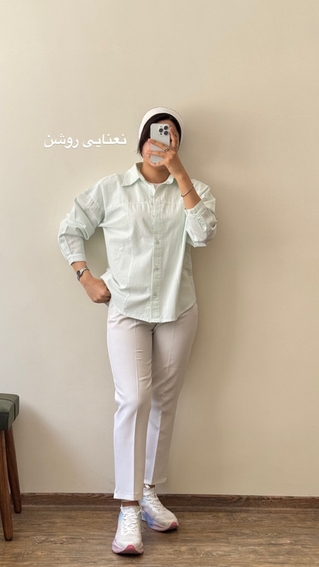 شومیزلنین لینن کوتاه قواره کوچیک عرض سینه کوچیک نعنا